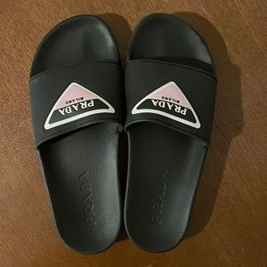Prada Rubber Logo Sandals